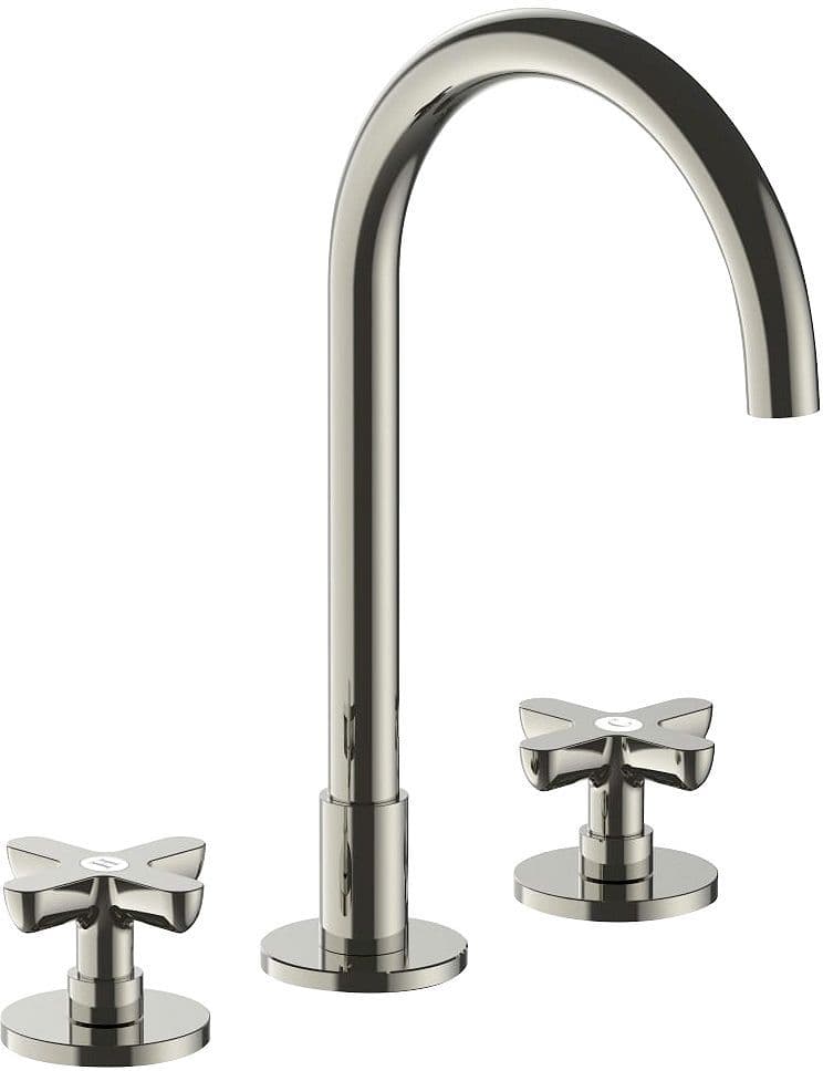 3 Trous mitigeur lavabo icona classic fantini sans vidage saille 160MM polished nickel pvd