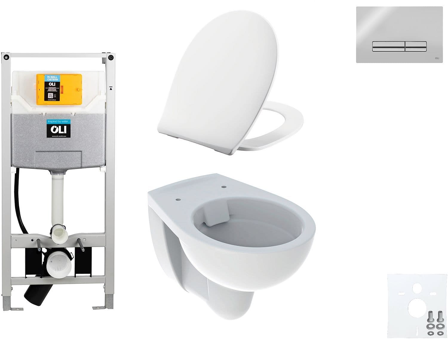 WALLFIX OLI HANGWC BASTIA RIMFREE PRESSALIT T SOFT-CLOSE + LIFT-OFF GLANZEND CHROOM