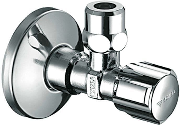 ROBINET D'ARRÊT EQUERRE SCHELL AVEC ROSACE 3/8"-10MM +TEFLON CHROME