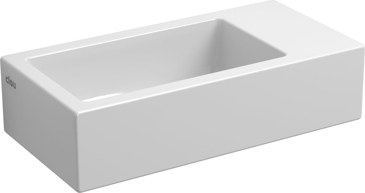 HANDENWASSER FLUSH3 CLOU 36CM ZONDER KRAANGAT RECHTS KERAMIEK WIT