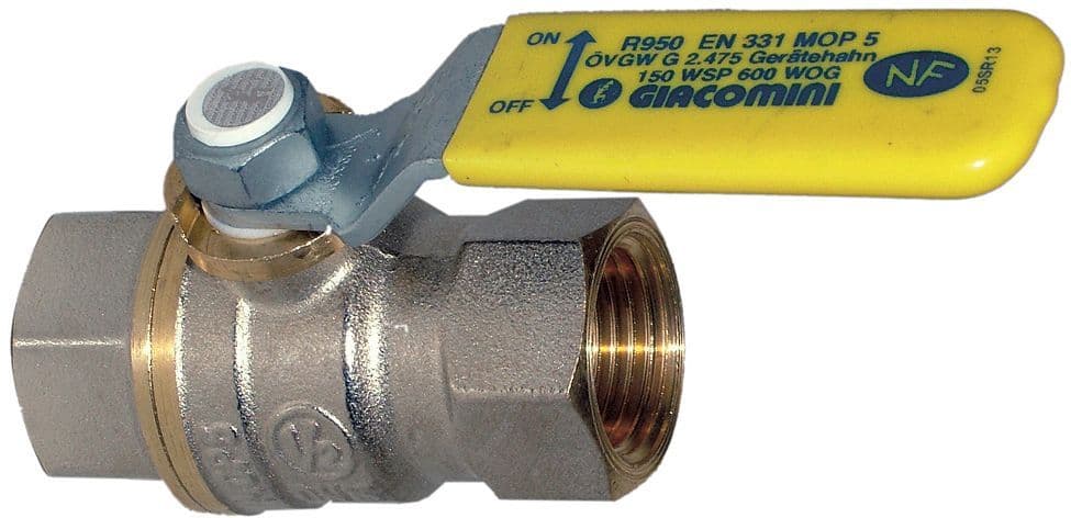 Bolkraan +hendel vloeibaar gas 1/2"F