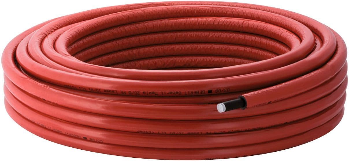 Buis + isolatie ISO6(=6MM) 26MM Rood rol 25M Mepla Geberit