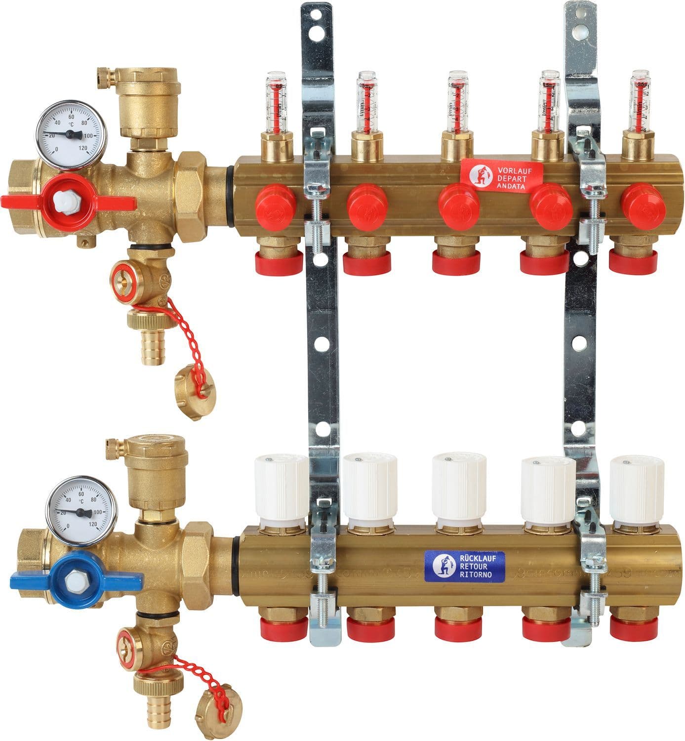 Kollectorset voor vloerverwarming met debietmeting giacomini 4/4" 9X18AA