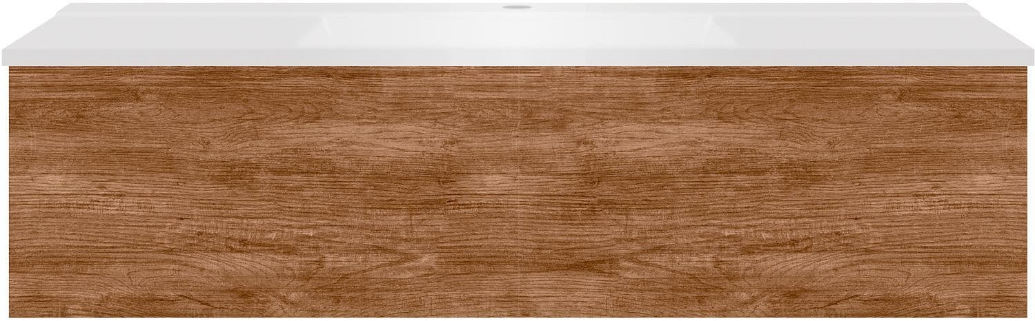 Sous Meuble COFFEE 1 tiroir 120 tectona Decor cannelle+lavabo blanc mat