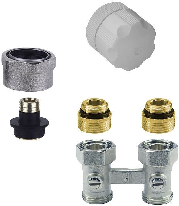 CV KRAANSET MANUEEL VOOR VENTIELRADIATOR 1/2" OF 3/4" MET KOPPELINGEN 16MM HONEYWELL RECHT