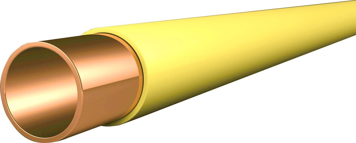 Koper buis met gele mantel 22-1MM hard lengte 5M