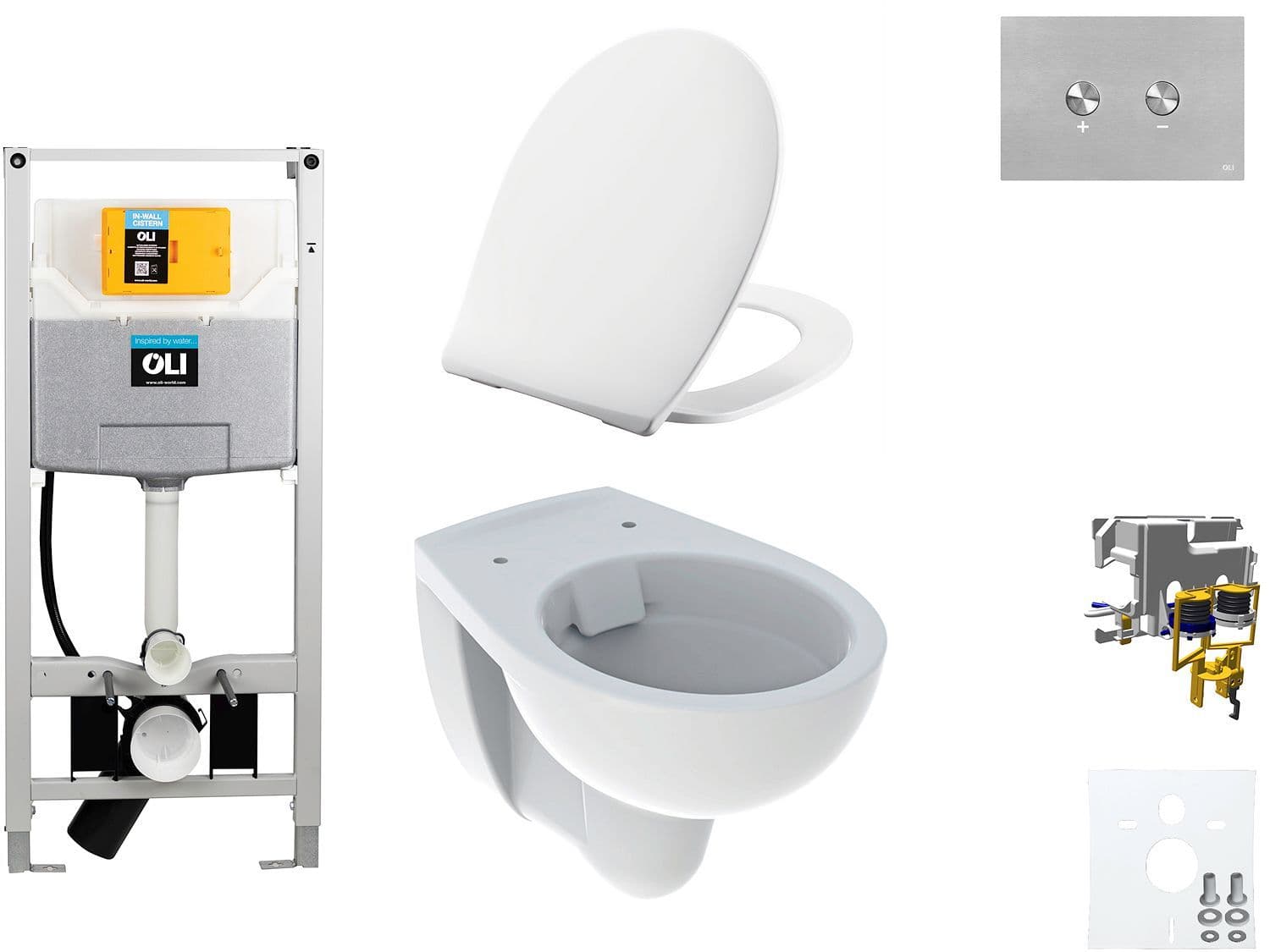 WALLFIX OLI HANGWC BASTIA RIMFREE PRESSALIT T SOFT-CLOSE + LIFT-OFF BLINK INOX