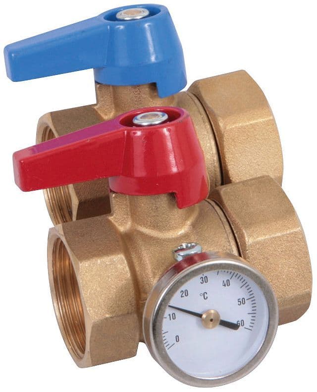 Kogelkraan 4/4"F+THERMOMETER Henco VLOER.SET=2STUKS