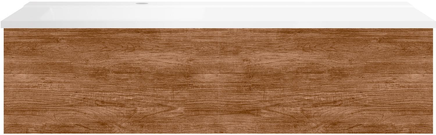 Sous Meuble COFFEE 1 tiroir 120 tectona Decor cannelle+lavabo gauche blanc mat
