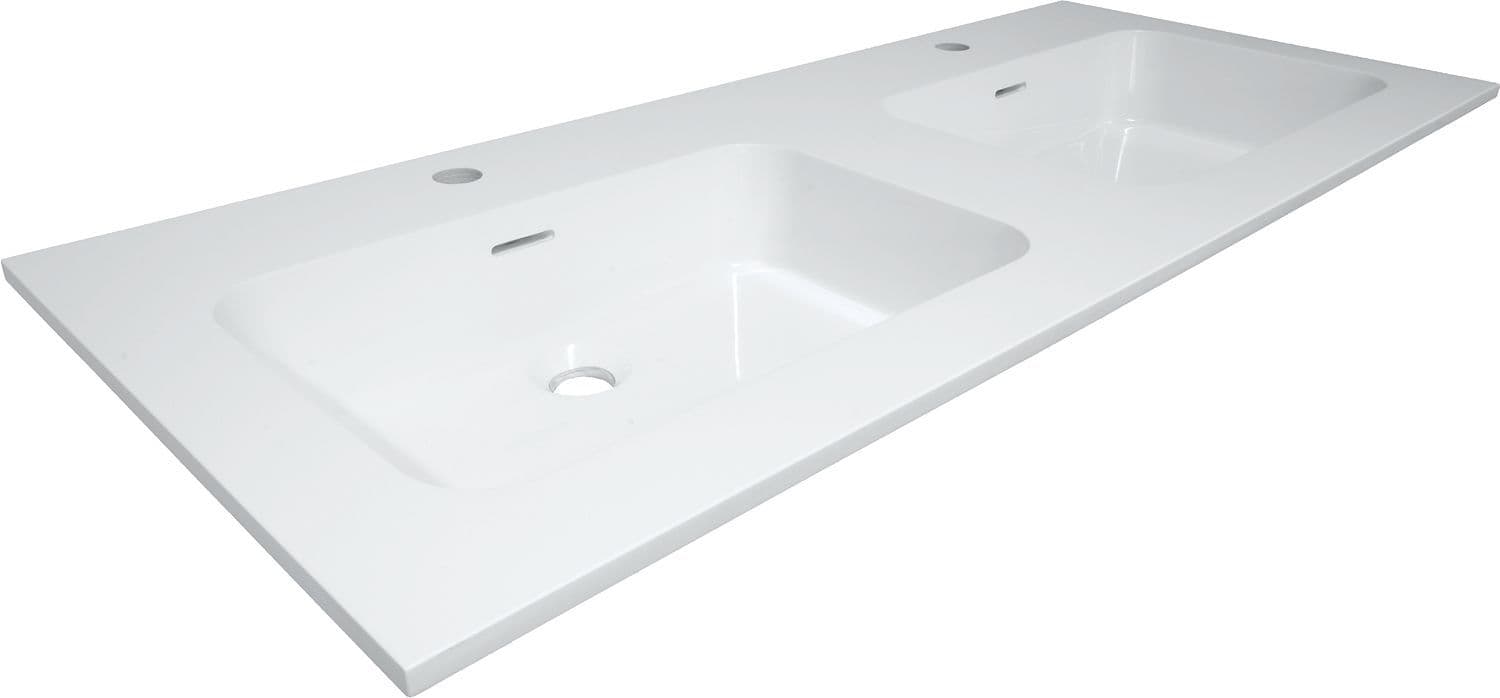 Tablet combo/molto/puro 140X50CM 2 lavabo kunstmarmer wit